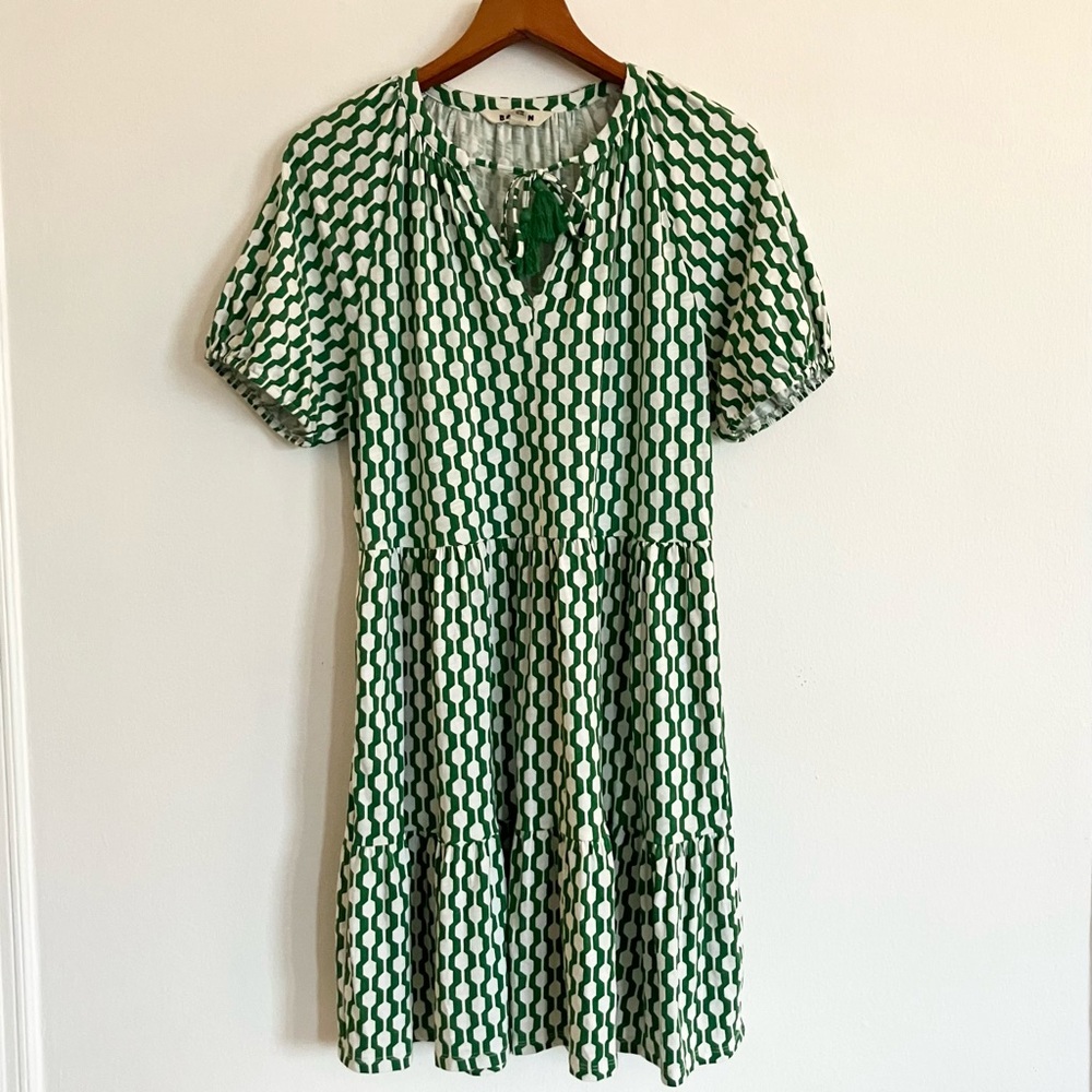 Boden Green Geometric Print Short-Sleeve Dress - Picture 12 of 12